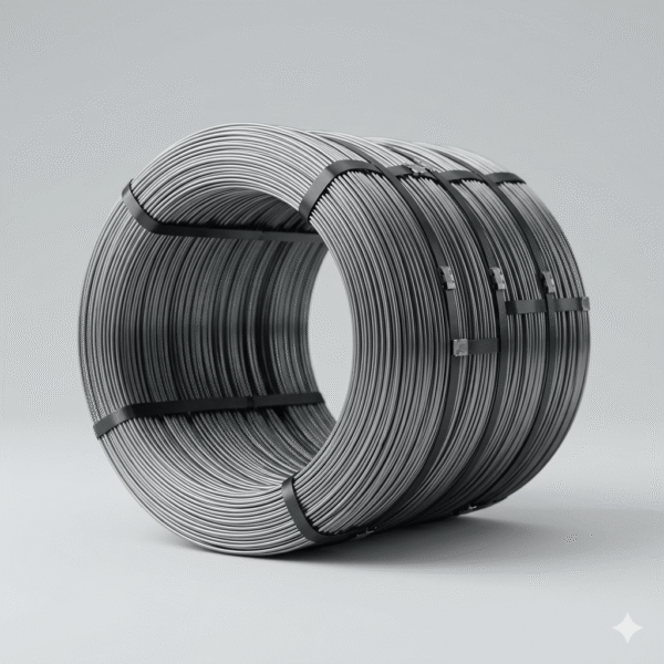A large coil of high carbon steel wire